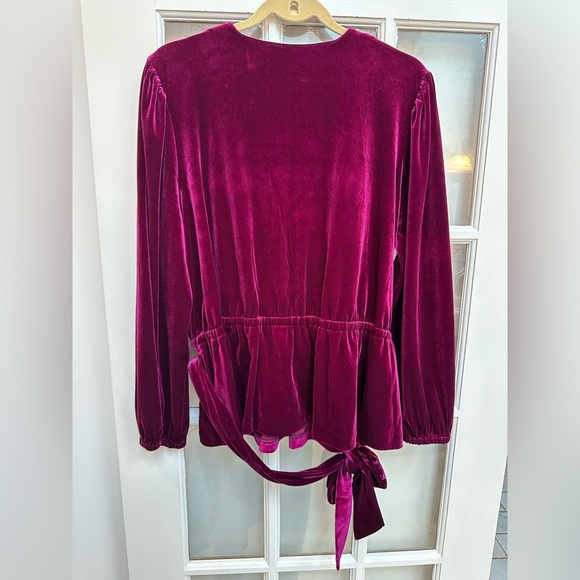 Lauren Ralph Lauren Black Label Belted Velvet Peplum Surplice Top Plus Size 1X - Picture 7 of 12